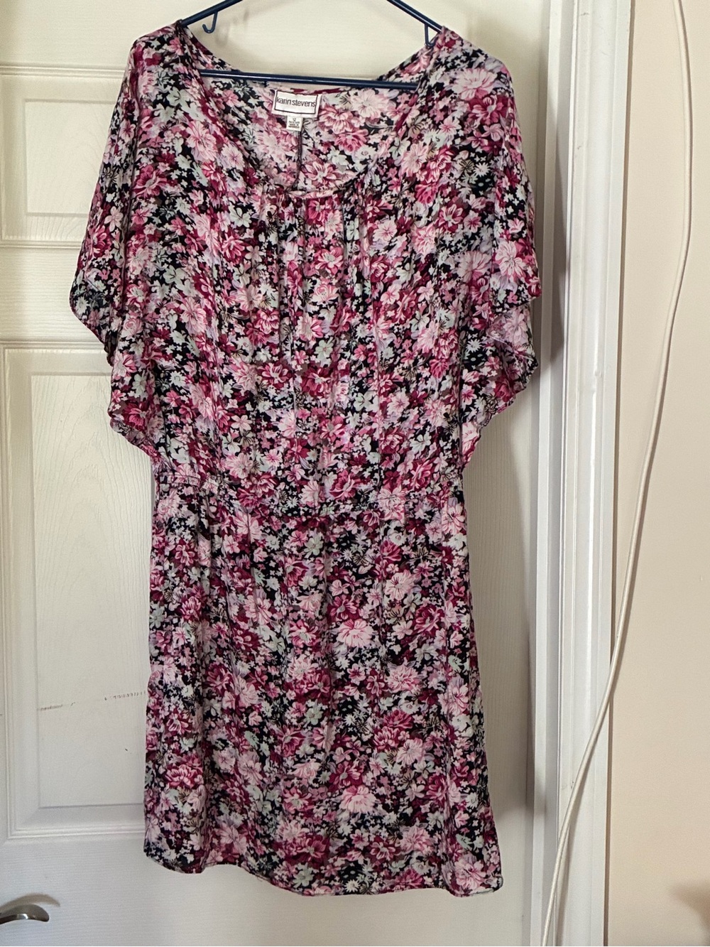 karin stevens Pink and Black Floral Midi Dress